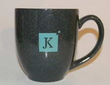 M Ware Stoneware JK K Letter Monogram Coffee Cup / Mug Gray / Graphite 