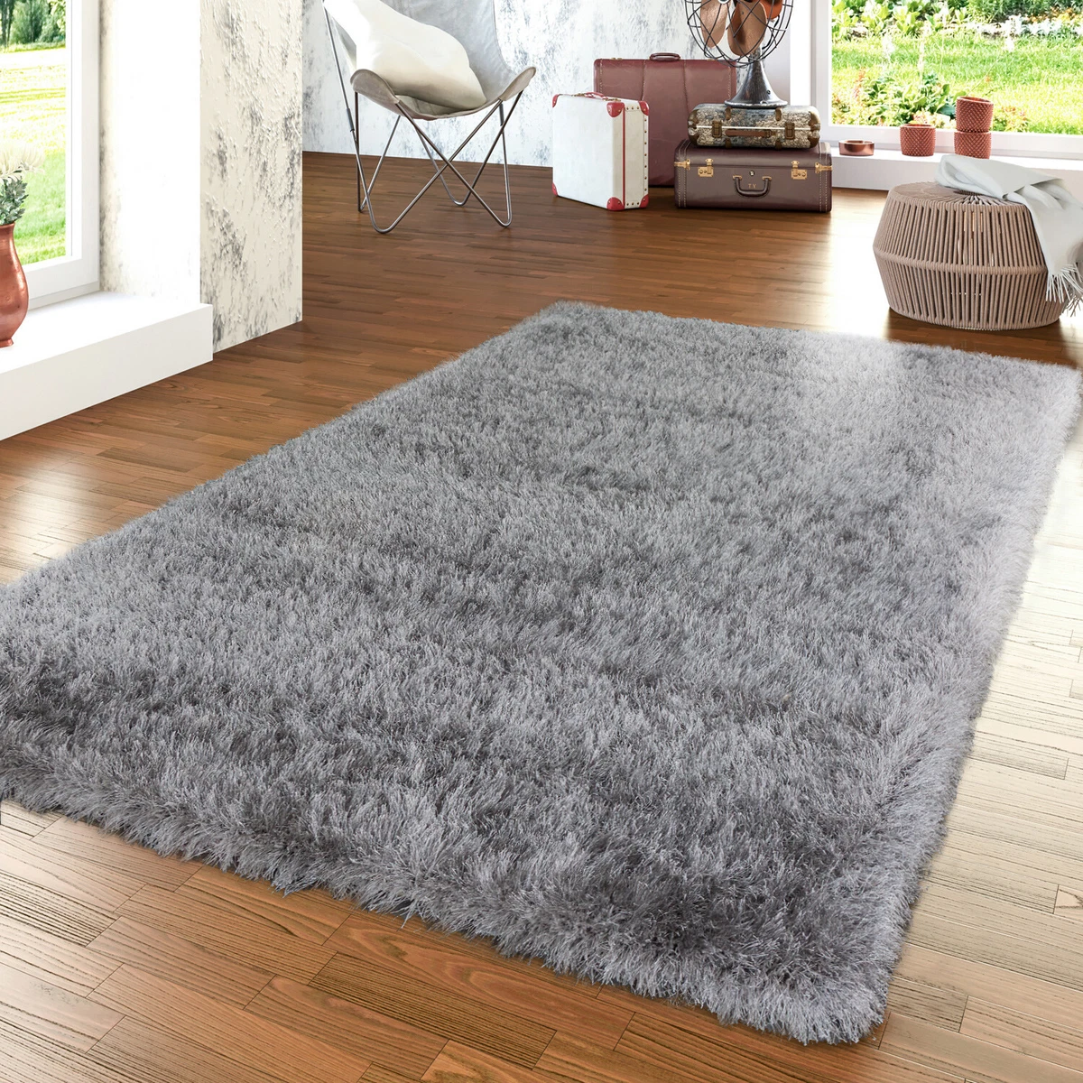 Tappeto Shaggy Moderno Effetto Peluche – Morbido, Antiscivolo, Lavabile In Lavatrice, Per Soggiorno E Camera Da Letto (Blu, 170x240 Cm)