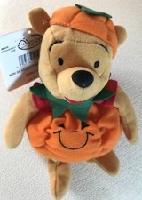 RETIRED The Disney Store Mini Bean Bag Pumpkin Pooh 8" Halloween Beanie Toy NWT