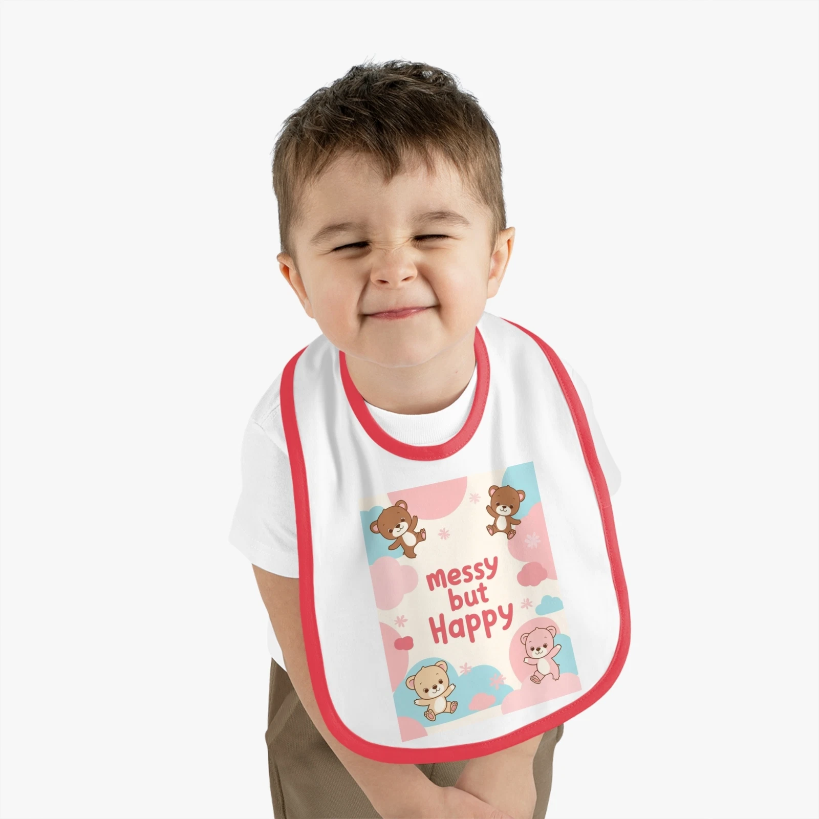 Cute Baby Bib - Messy but Happy, Fun Feeding Accessory for Infants