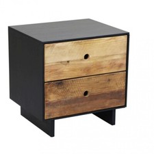 Comodino con 2 Cassetti Firenze in Pino riciclato cm 52x43x52 h Marrone DecHome