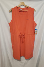 Columbia Omni Shield Bogata Bay Tie Waist Mini Dress Large Coral Drawstring
