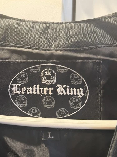 Leather King  Black Leather Snap Front Biker Vest L (42" Chest) image 2