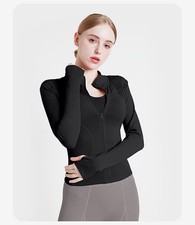 Black Women Yoga Jacket Long Sleeve Full Zip Define Size M/L/XL/XXL/3XL