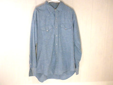 Ruddock Shirt Mens XL 18-36 Blue Chamois Pearl Snap X Long Tail Western Yoke VTG