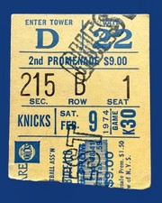 1974 KNICKS v BUFFALO TICKET STUB WALT FRAZIER, PHIL JACKSON, BOB MCADOO SEAT #2
