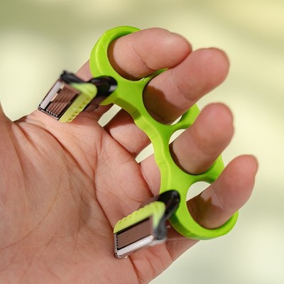 Men's Manual Bald Head Razor Double-Headed 4-Finger Grip Shaver 9.5cm/3.74in