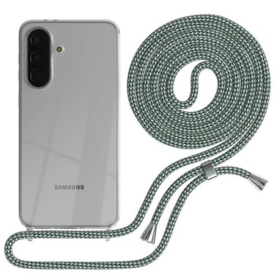 Handyhülle zum Umhängen für Samsung Galaxy A37 Kordel Tasche Kette Grün / Silber