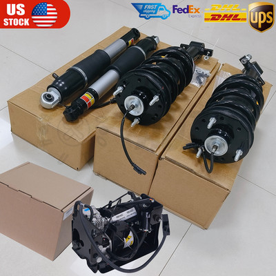 Air Suspension Compressor & Absorber 4XFront Rear Shock for Escalade Yukon 15-20