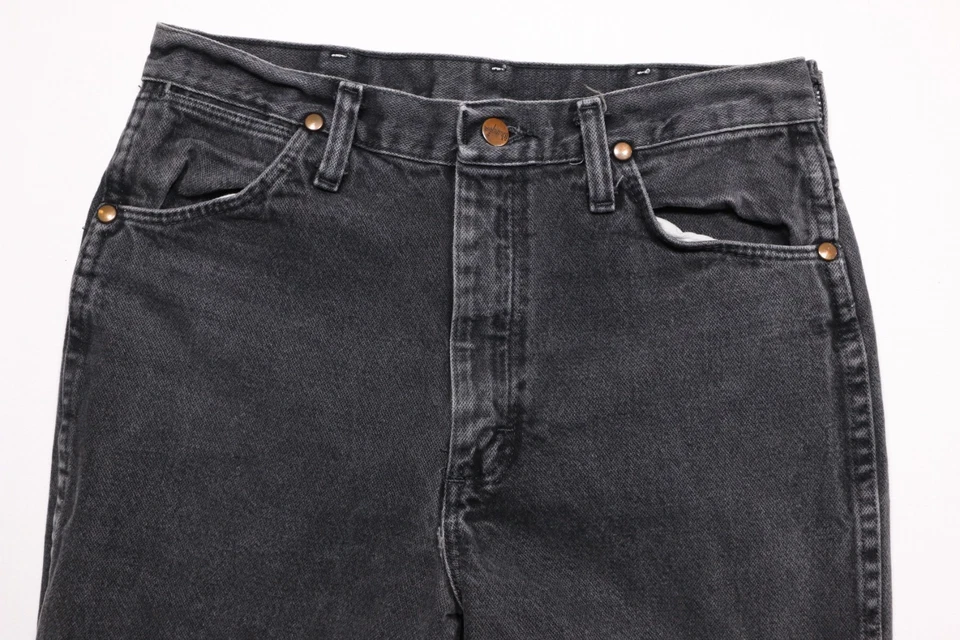 Jeans Wrangler preto vintage 30 x 32 slim ajuste reto 100% algodão 936WBK - Imagem 4 de 4