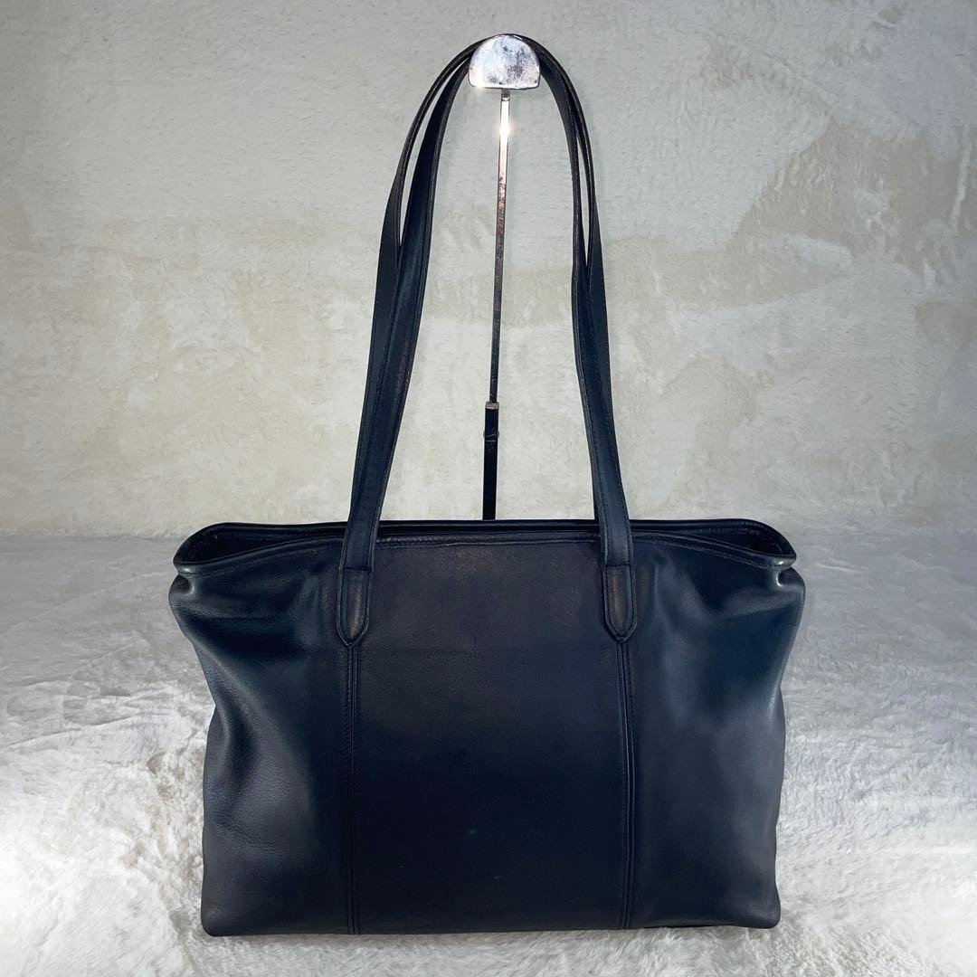COACH Tote Bag Black Leather Authentic thumbnail 2