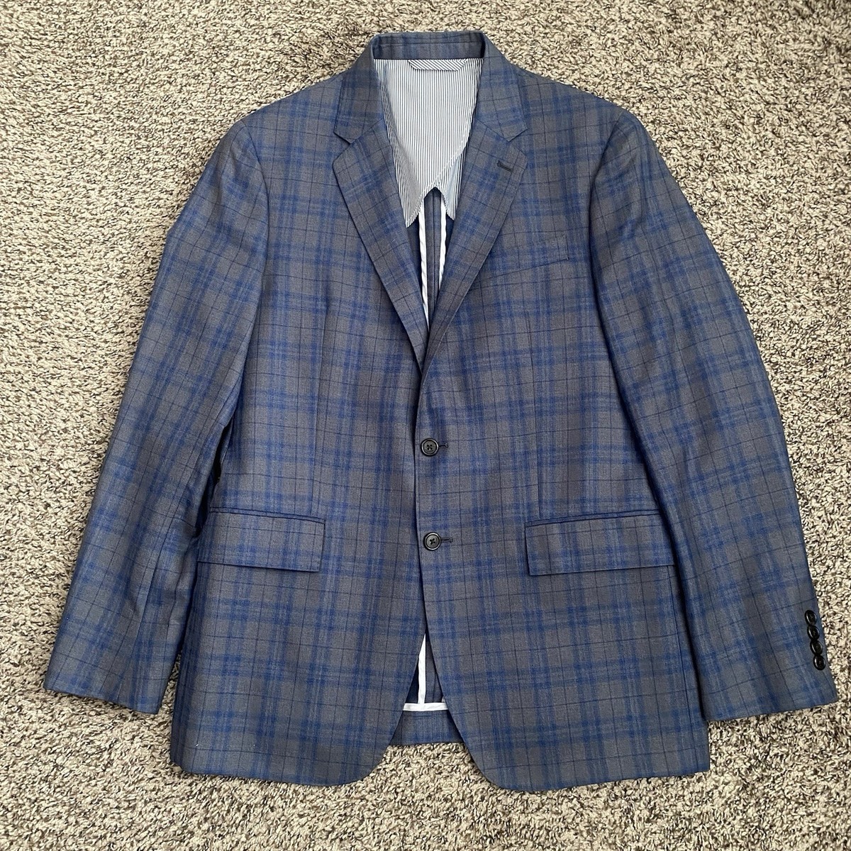 Todd Snyder Gray Blue Plaid Two Button Sports Coat Blazer Mayfair
