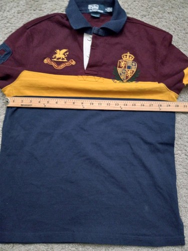 Vtg Polo Ralph Lauren Rugby Shirt Men's Sz M Blue Burgundy Crest Elbow Patch by Ralph Lauren, Size M, $80 - Photo 9