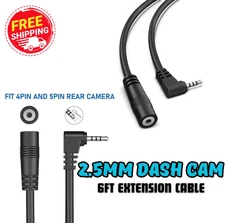 2.5MM Dash Cam Rear View Camera Extension Cable 6Ft Thicker 90 Degree Backup NEW