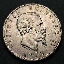 REGNO D'ITALIA 5 LIRE 1872 MILANO VITTORIO EMANUELE II ARGENTO