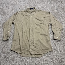 Chaps Ralph Lauren Vintage Button Up Shirt Mens Size 16 32/33 Brown Long Sleeve