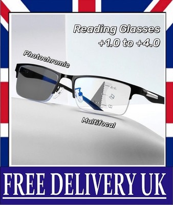 Gleitsicht Multifokale Photochrome Lesebrille Anti-Blaulicht Halbrahmen