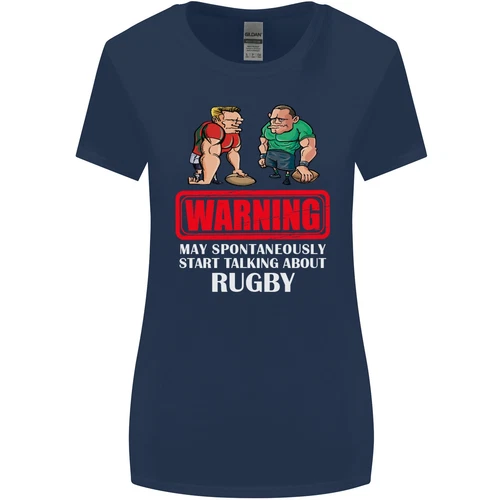Can Start Talking About Rugby Player Fun Women Wide Cut T-Shirt- - Picture 2 of 17