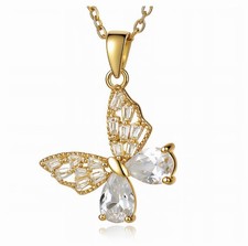 Butterfly Necklace 18 K Gold Plated Steel 316