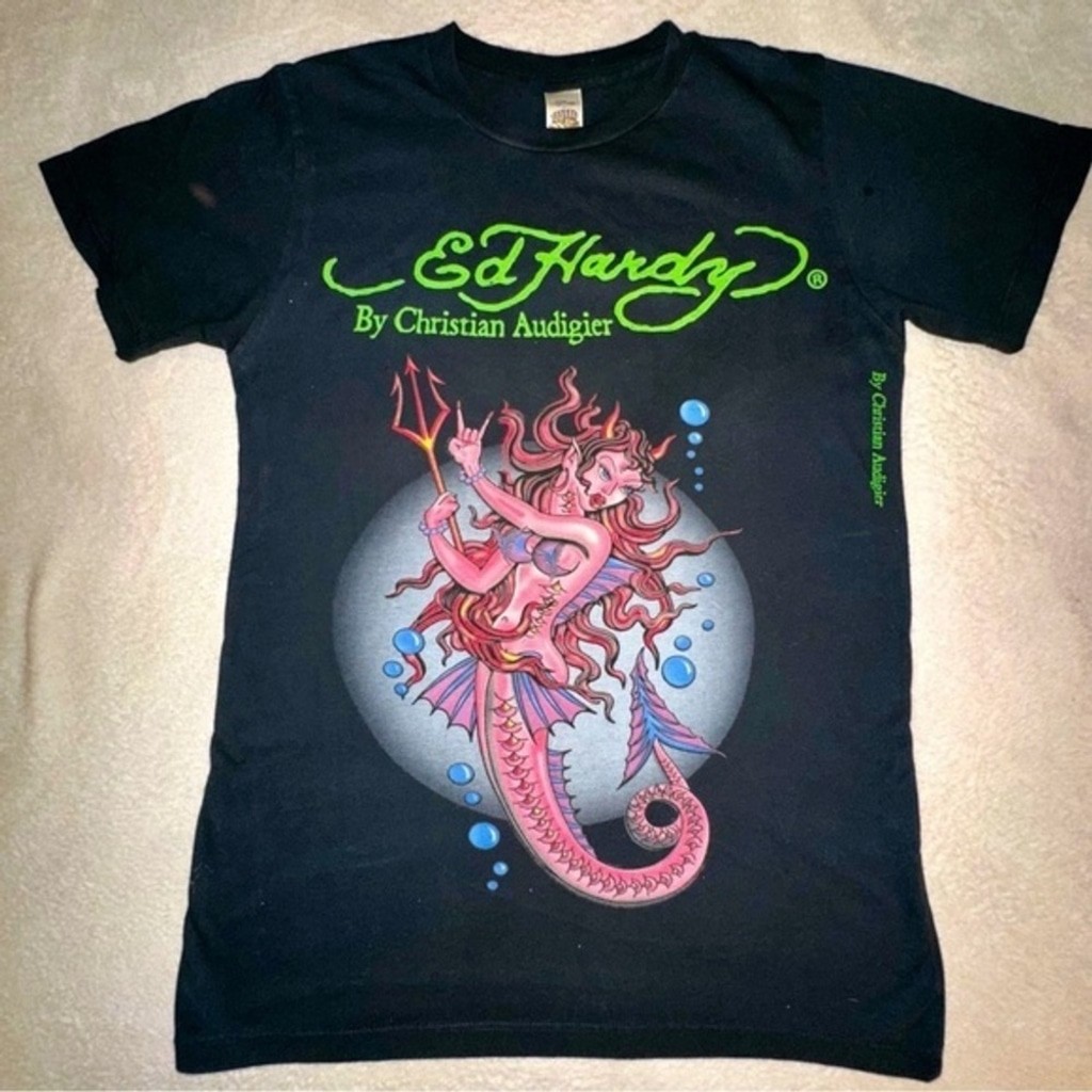 👚 Ed Hardy By Christian Audigier Devil Mermaid Graphic T-Shirt