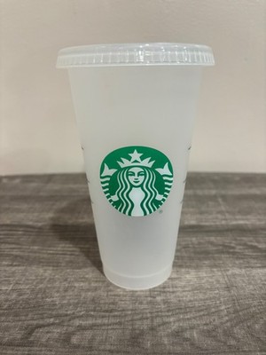 STARBUCKS Cup Reusable Plastic Venti Cup Clear Frosted 24oz Cold Beverage