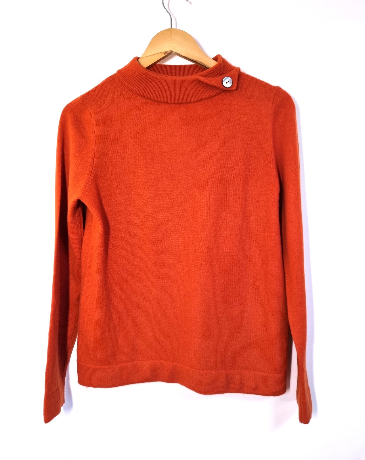 Hobbs Jumper Size S Orange Cashmere Wool Talia Bardot Neck