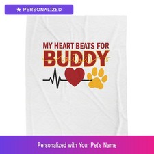 Custom Golden Retriever Paw Print Heartbeat Blanket Personalized Pet Name