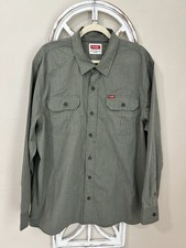 Wrangler MENS XL Green Double Chest Pocket Long Sleeve Button Down Shirt 123