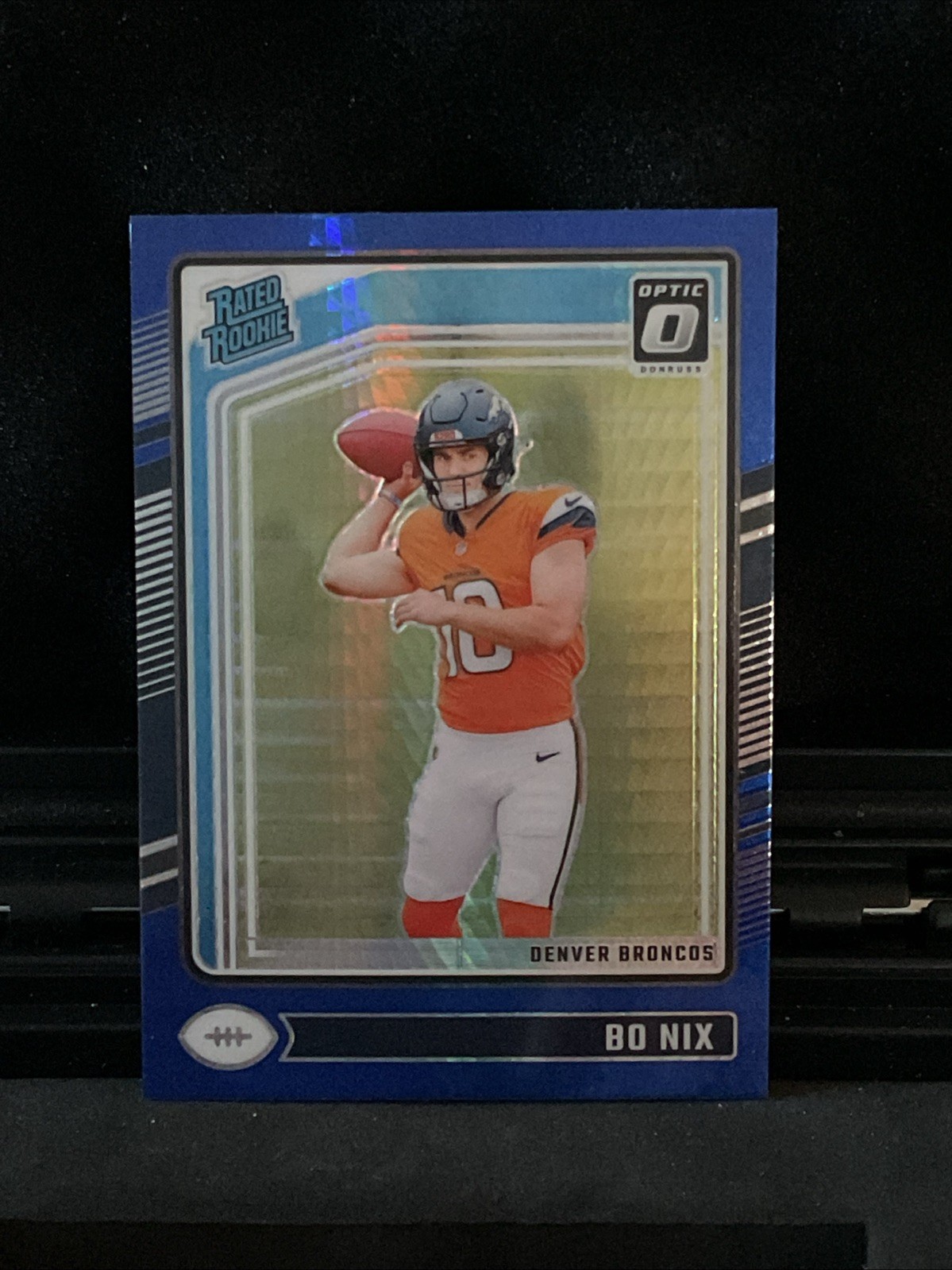 2024 Panini Donruss Optic - Rated Rookie Bo Nix #209 Blue Hyper Prizm (RC)