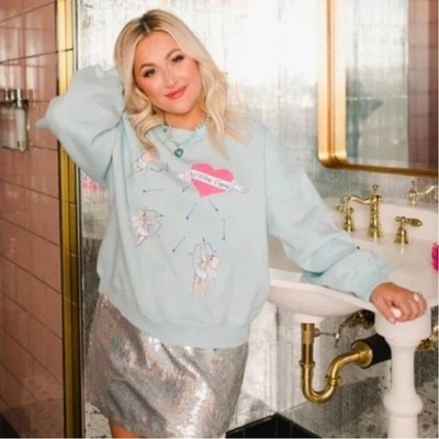 Living Fully Co. by Mallory Ervin Light Blue ''Not Today Cupid'' Sweatshirt, Med