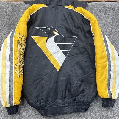 VTG Mens L Pittsburgh Penguins Pro Player Jacket Hockey NHL Reversible 90s Hood