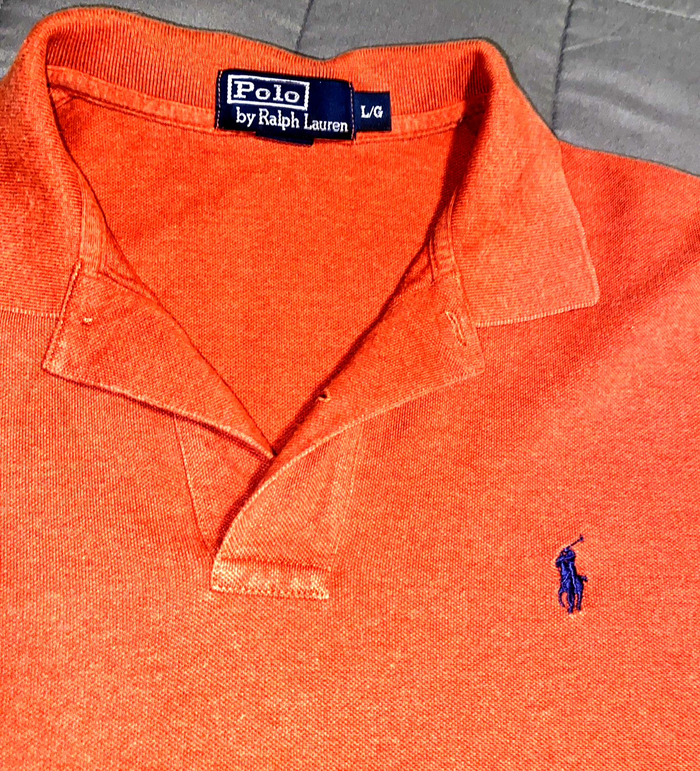 Polo Ralph Lauren uomo L arancione bruciato manica corta camicia colletto blu navy pony