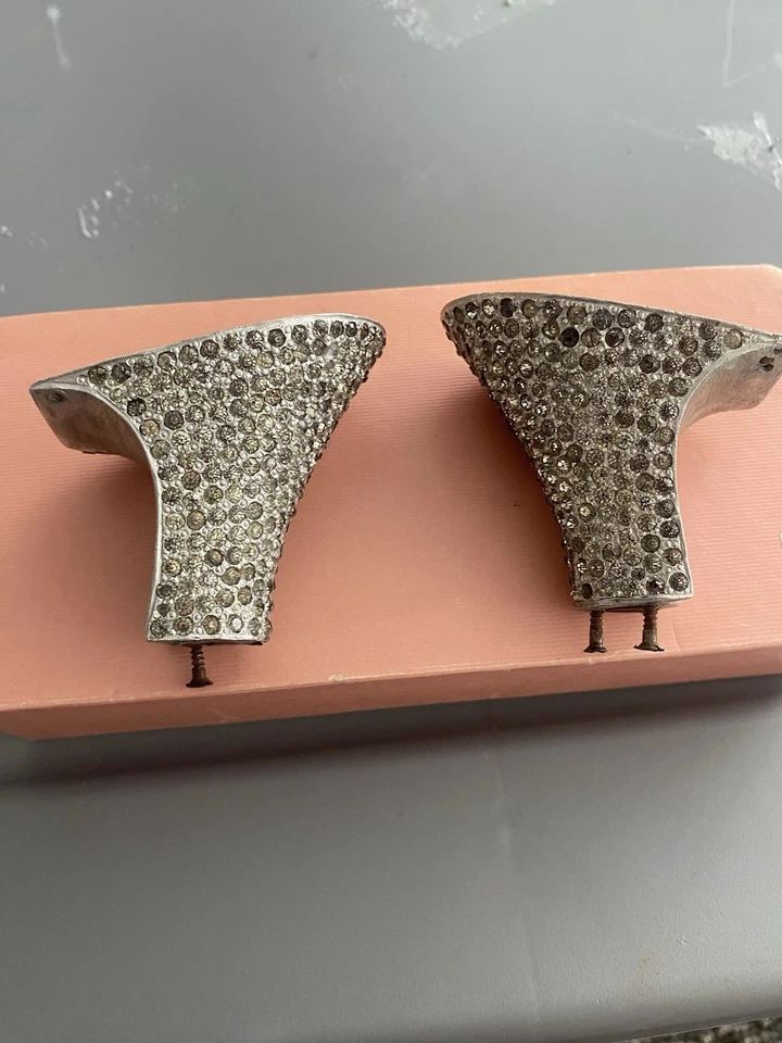 1920s French Heels for Flapper Shoes Rhinestone Encrusted 2.5" Antique Vintage - Image 3 of 3