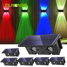 1/2/4/6Pcs 4LED Solar Fence Lights Outdoor Up and Down Wall Mount LED Decor Lamp