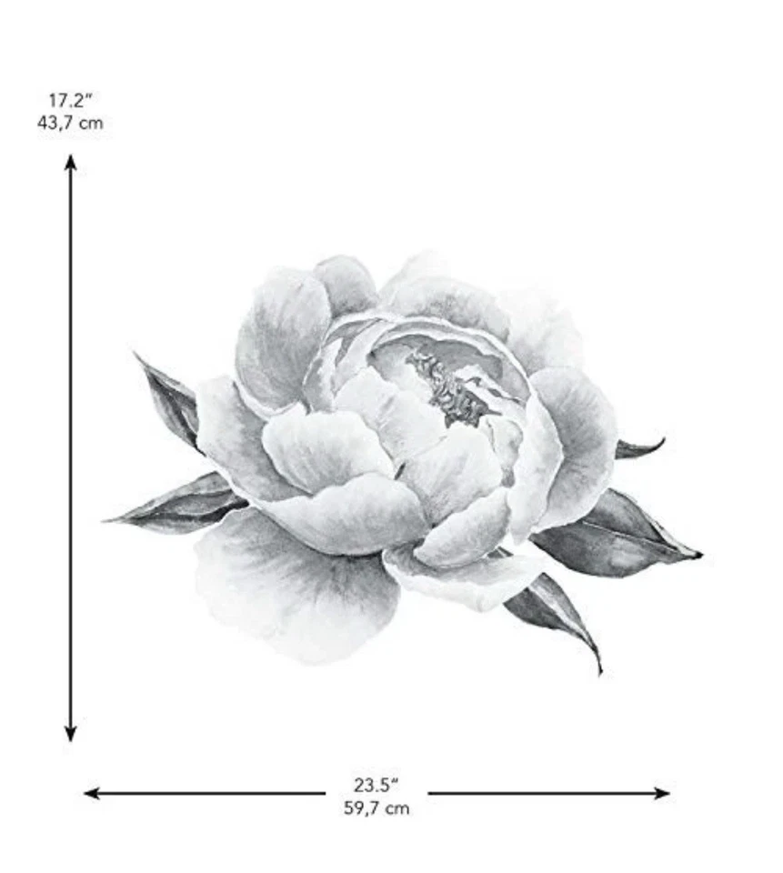 Adesivos de parede peônia gigante peônia preto e branco por Room Mates RMK4413GM - Imagem 3 de 4