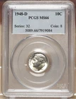 1948-D ROOSEVELT DIME PCGS MS66 919084