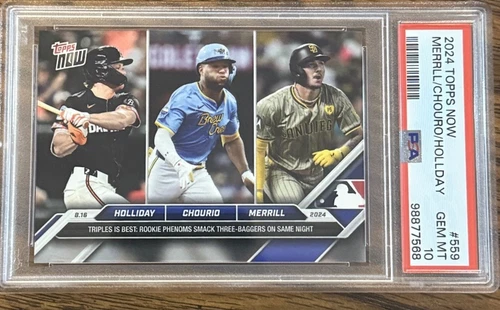 2024 Jackson Merrill/Chourio/Holliday Rookie Card RC Graded 10! GEM MT 10!!