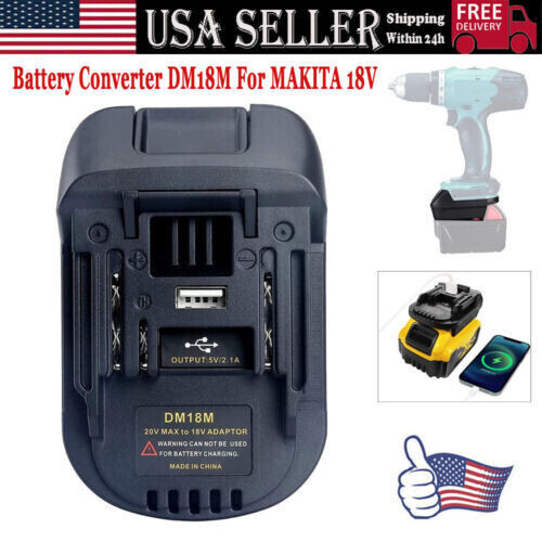 USB Adapter Converter For 20V DEWALT Milwaukee M18 Convert to Makita Battery