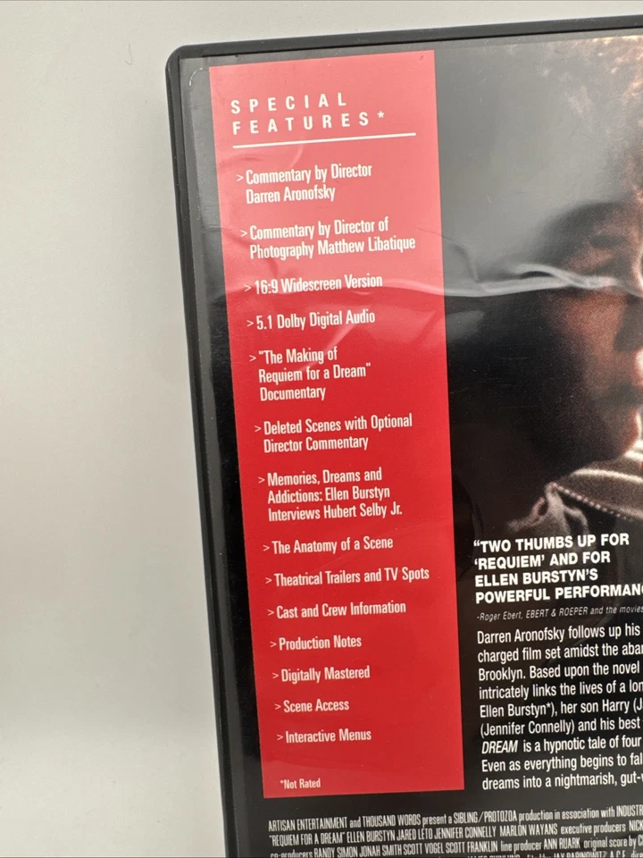 Requiem For A Dream DVD Director's Cut - Jared Leto, Jennifer Connelly w/ Insert - Image 3 of 4