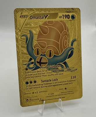 Omastar V (Full Art) 174/195 Gold Textured Metallic Foil Custom Pokemon Card