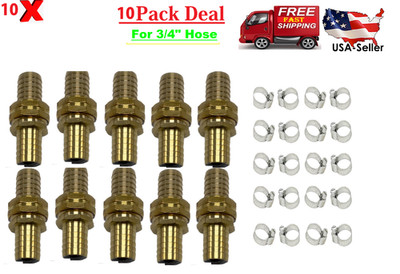 3/4'' Garden Brass Mender End Repair Kit Hose Connector Male Female (10 Pack)