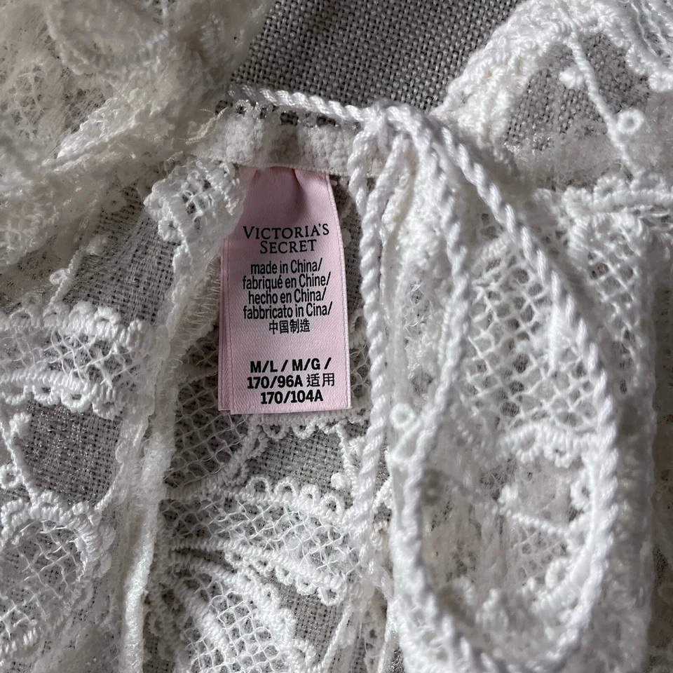 Victoria’s Secret Cream Ivory Lace Swimsuit Cover Up Gown With Ties Resort Wear - Image 3 of 4