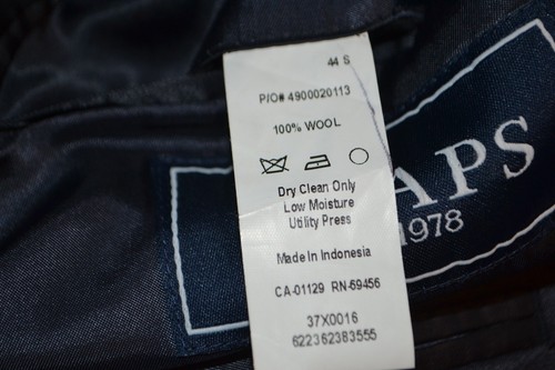 Chaps Men Wool Pinstriped Navy Blue 2 Front Button Suit Sz 44SH Wst 34x28 - Picture 12 of 19