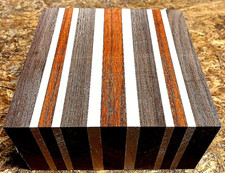 ONE 1 EXOTIC WALNUT, MAPLE  PADAUK LAMINATED BOWL BLANKS WOOD 6" X 6" X 3"