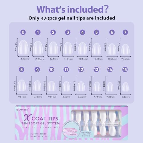Extra Short Almond Nail Tips - Gel Nail Tips Natural X-COAT Tips with Tip - Afbeelding 7 van 7