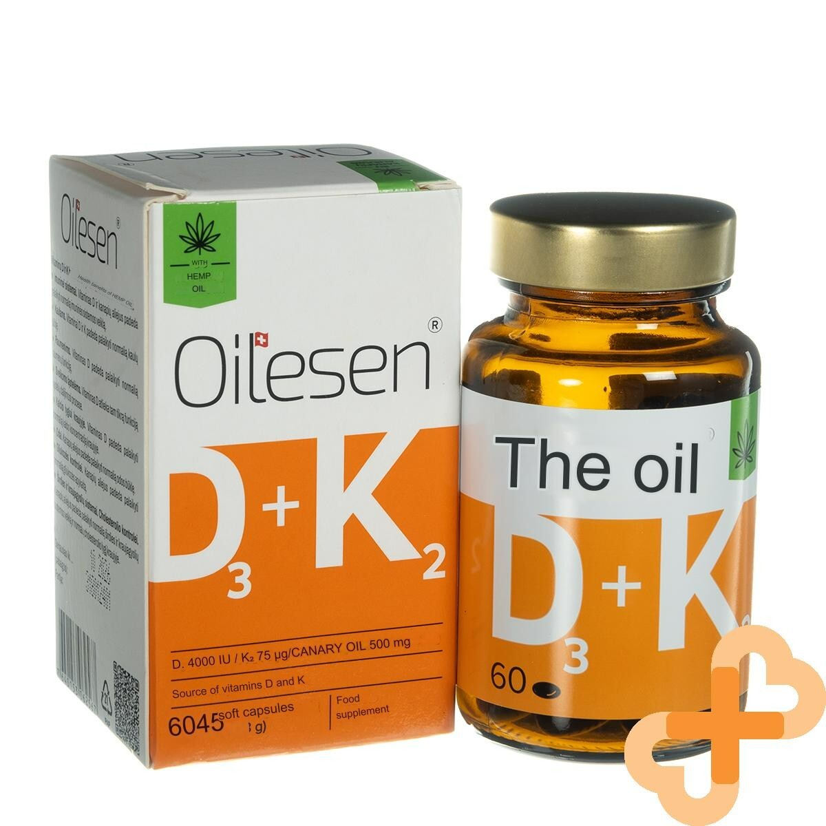 OILESEN Vitamin D3 4000 IU + K2 Hemp Oil 60 Soft Capsules Food Supplement