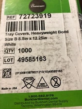 Dental Paper Tray Cover, Size B (12.25" x 8.5") white color, 1000/bx BURKHART