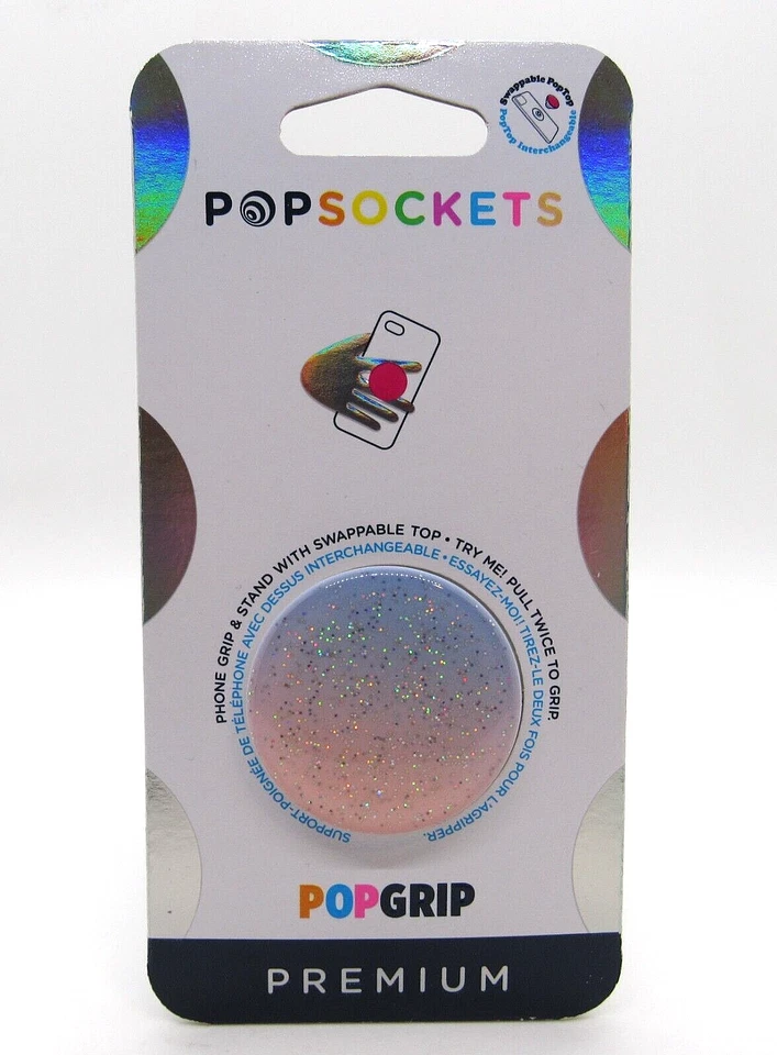 PopSockets Phone Grip Stand Glitter Morning Haze PopGrip Popsocket Swapable Top - Image 2 of 4