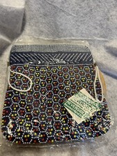 Vtg. Reversible Beaded Colorful Drawstring Purse New