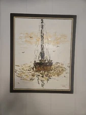 Original Large Vintage Oil Painting Signed Feight 1971 